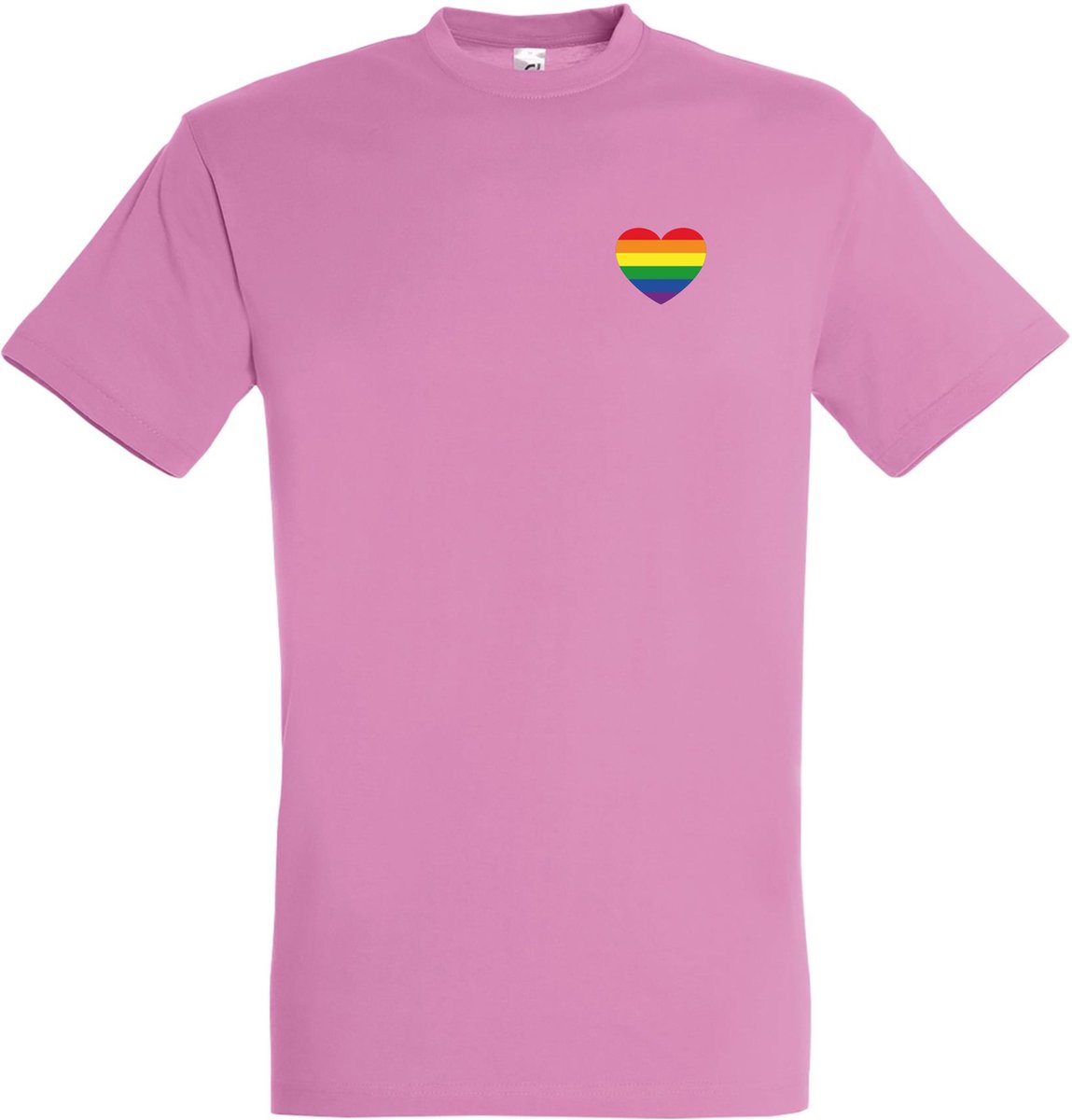 T-shirt Regenboog hartje | Regenboog vlag | Gay pride kleding | Pride shirt | Roze | maat L